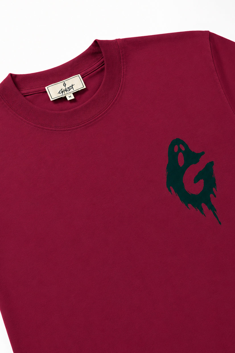 Ghost Bordo Unisex Oversize Tişört