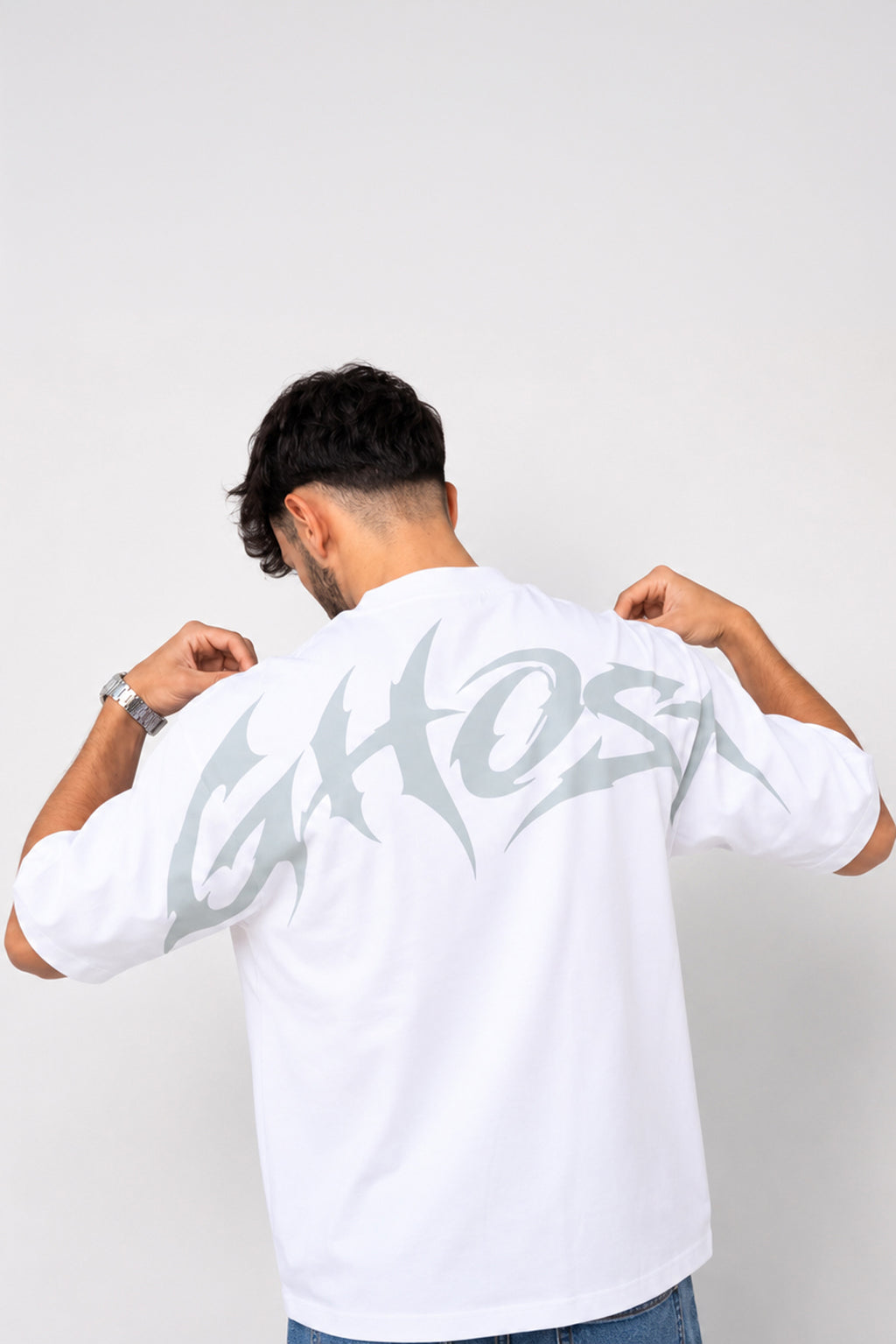 Ghost Beyaz Unisex Oversize Tişört