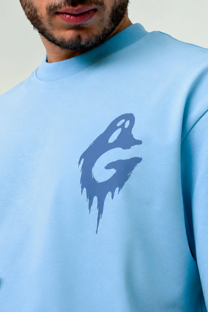 Ghost Mavi Unisex Oversize Tişört
