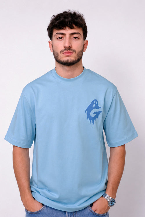 Ghost Mavi Unisex Oversize Tişört