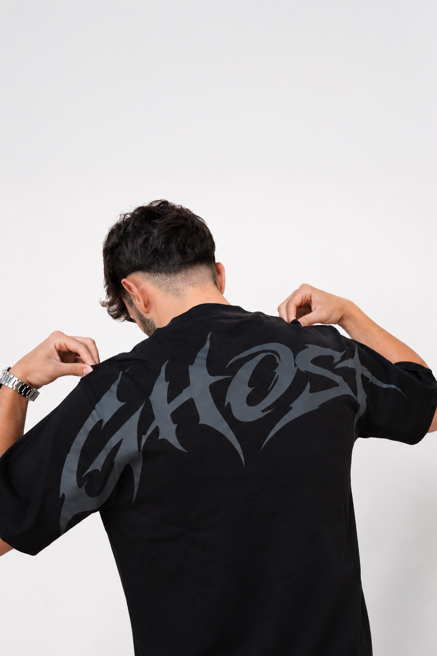 Ghost Siyah Unisex Oversize Tişört