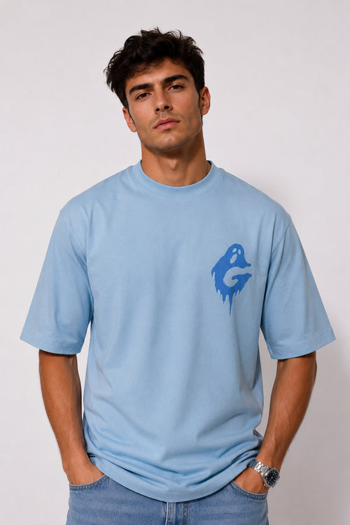 Ghost Mavi Unisex Oversize Tişört