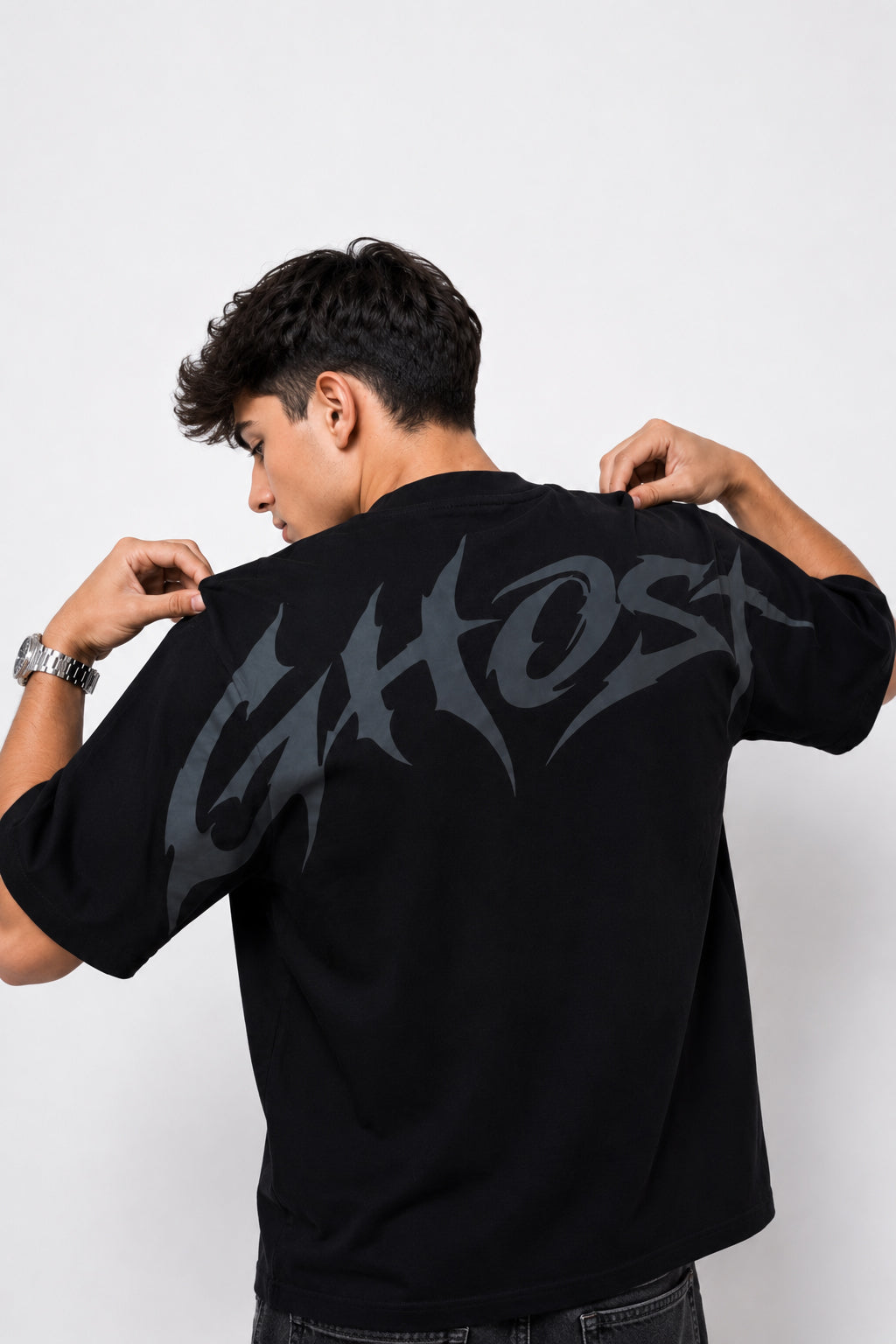 Ghost Siyah Unisex Oversize Tişört