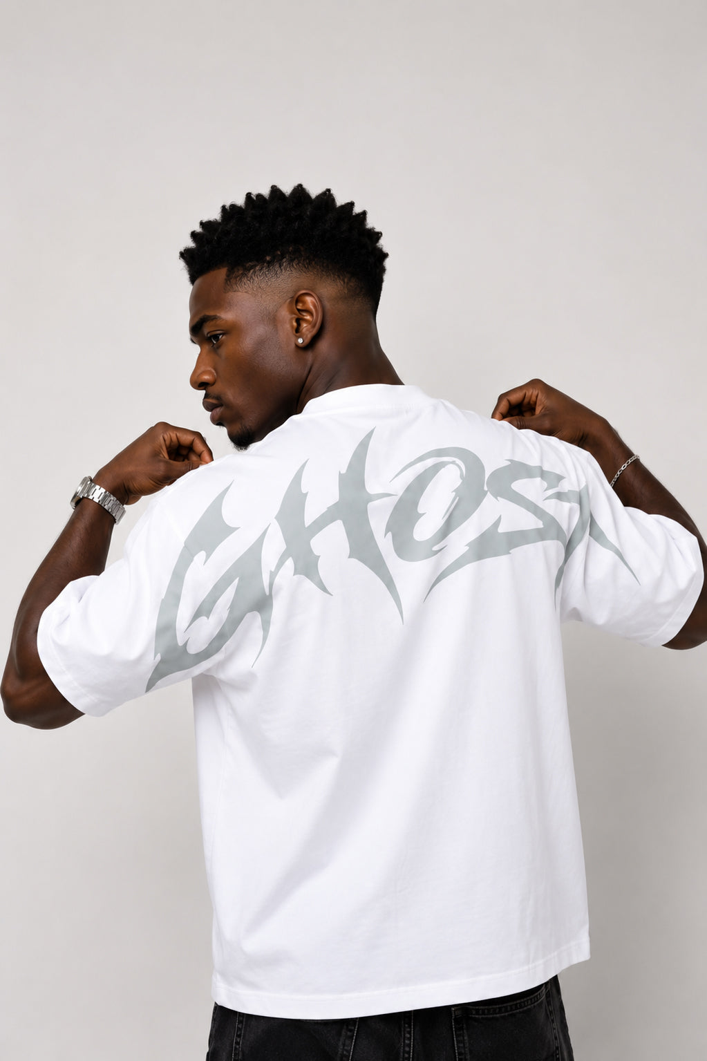 Ghost Beyaz Unisex Oversize Tişört